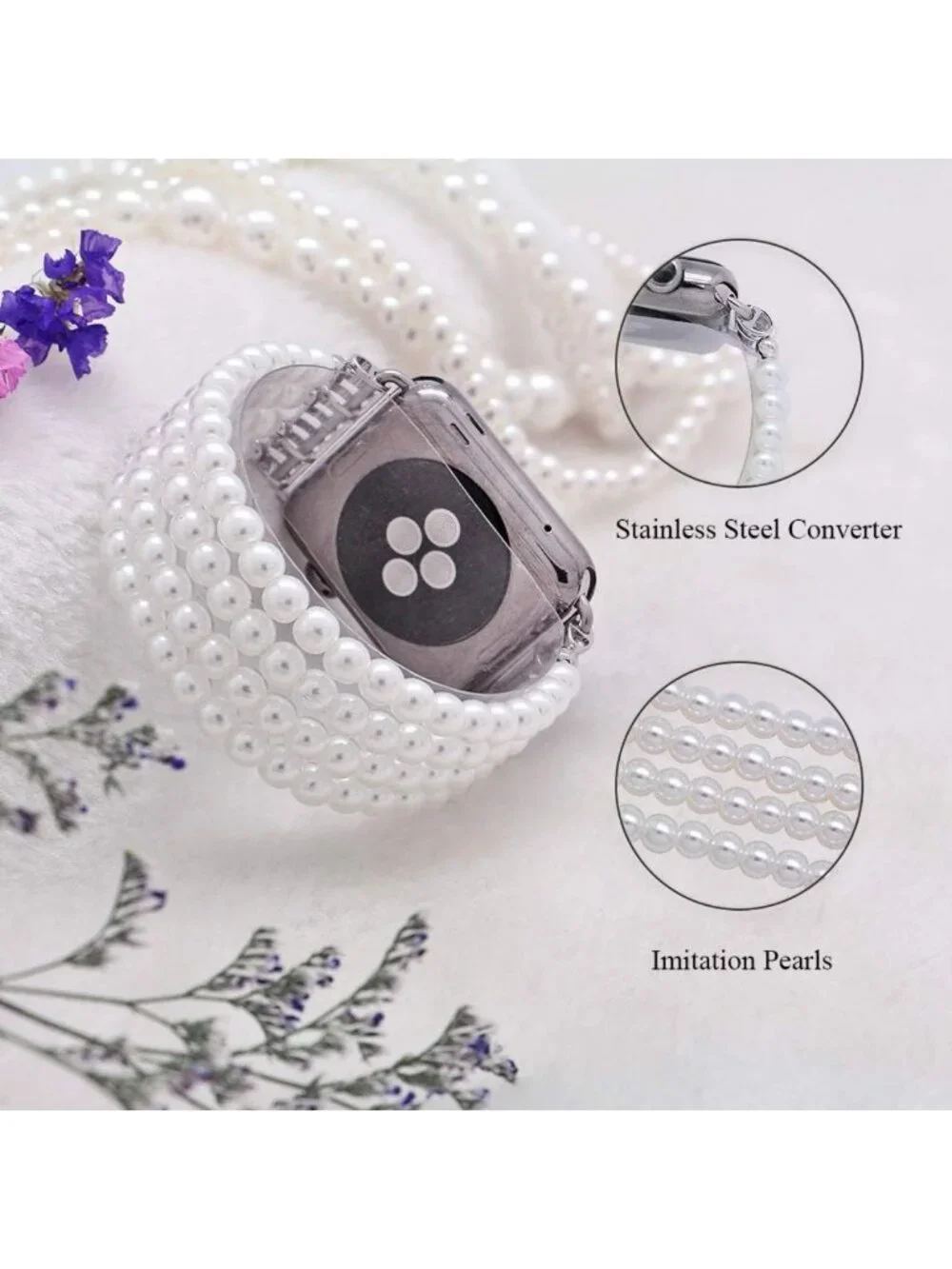 Beaded Elastic Stretch Bracelet for Apple Watch, Compatible with 38mm-49mm Sizes
